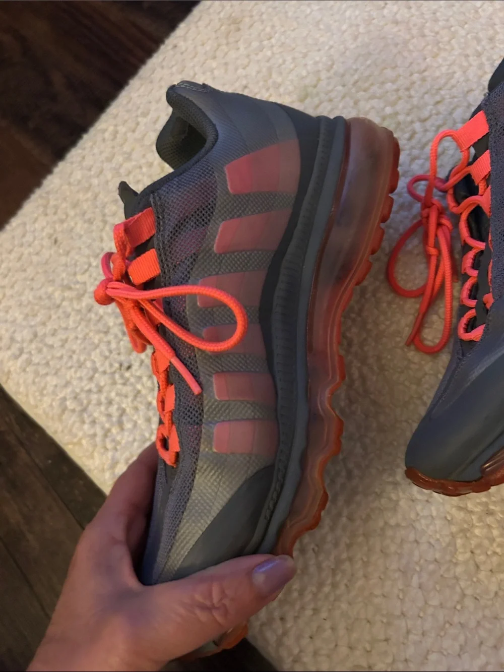 Nike Gray and Bright Orange Air Max Sneakers
